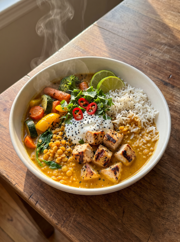 Kokos-Hähnchen-Curry mit Reis