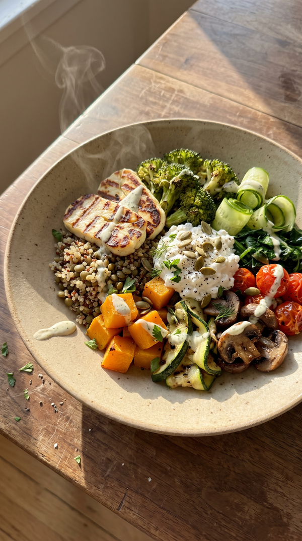 Halloumi-Bowl mit Quinoa 