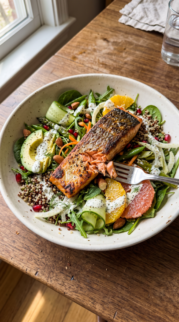 Lachs-Reis-Bowl, Avocado